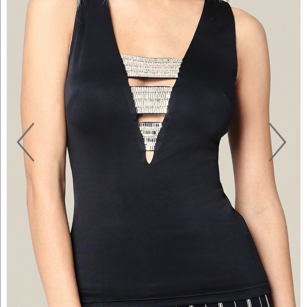 BEBE CRYSTAL BANDED TOP🖤